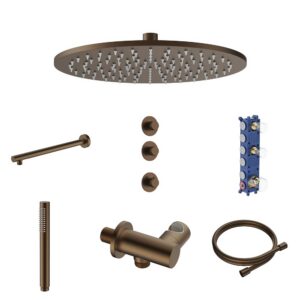 Stria Complete Inbouw Regendoucheset - Thermostatisch 2-Weg - Bruin Brons PVD