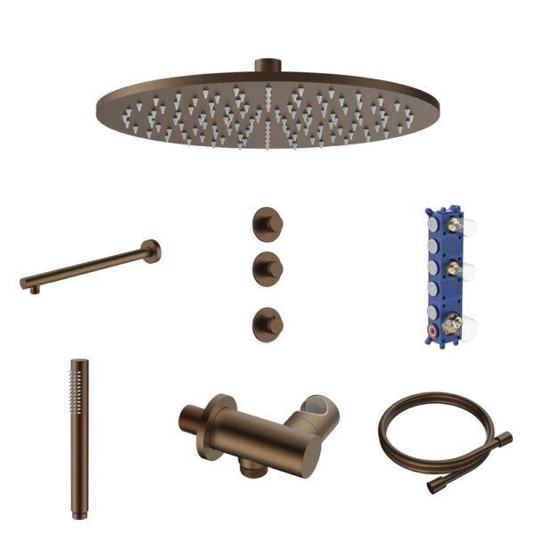 Stria Complete Inbouw Regendoucheset - Thermostatisch 2-Weg - Bruin Brons PVD