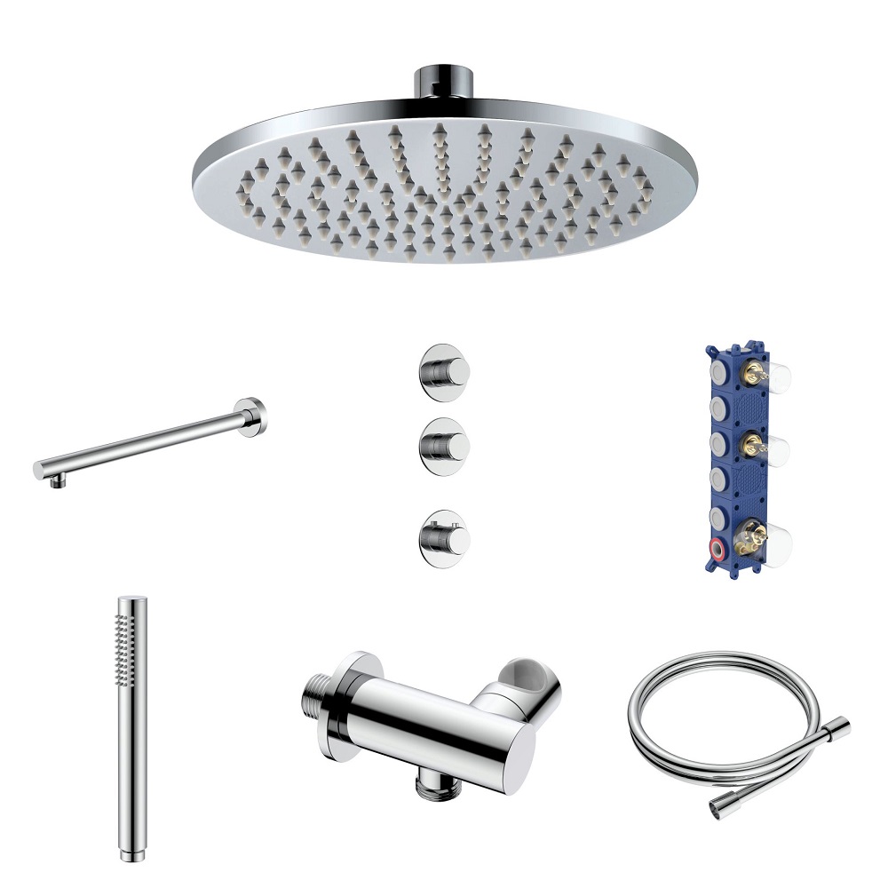 Stria Complete Inbouw Regendoucheset - Thermostatisch 2-Weg - Chroom