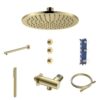 Stria Complete Inbouw Regendoucheset - Thermostatisch 2-Weg - Geborsteld Goud PVD
