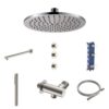 Stria Complete Inbouw Regendoucheset - Thermostatisch 2-Weg - Geborsteld RVS