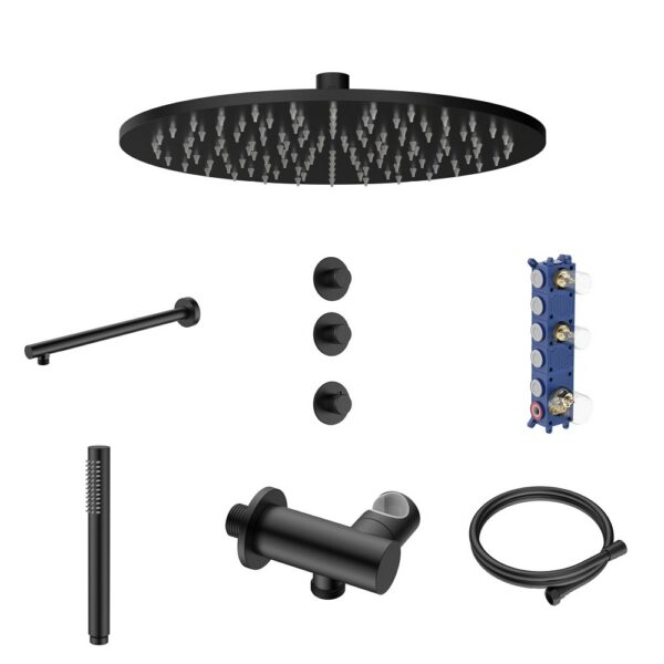 Stria Complete Inbouw Regendoucheset - Thermostatisch 2-Weg - Mat Zwart PVD