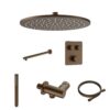 Stria Complete Inbouw Regendoucheset - Thermostatisch 2-Weg met Drukknoppen - Bruin Brons PVD