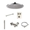 Stria Complete Inbouw Regendoucheset - Thermostatisch 2-Weg met Drukknoppen - Geborsteld RVS