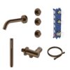 Stria Inbouw Badthermostaatset - Thermostatisch 2-Weg met 2 Stopkranen - Bruin Brons PVD