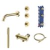 Stria Inbouw Badthermostaatset - Thermostatisch 2-Weg met 2 Stopkranen - Geborsteld Goud PVD