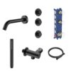 Stria Inbouw Badthermostaatset - Thermostatisch 2-Weg met 2 Stopkranen - Mat Zwart PVD